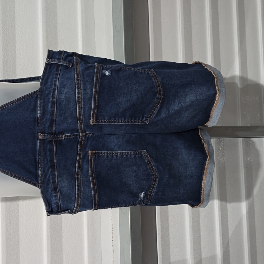 WAX JEANS Distressed Overalls Shorts Size M - Picture 7 of 15